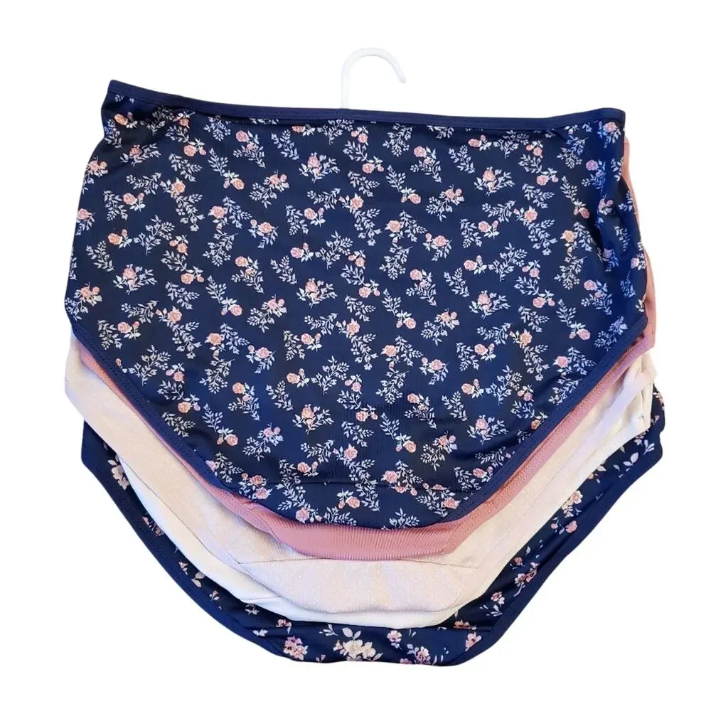 New Laura‎ Ashley 5 pk floral pink& blue briefs L